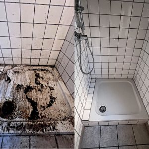 Dusche vor und nach der Tiefenreinigung