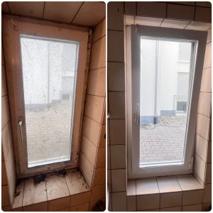 Fenster vor und nach professioneller Glasreinigung