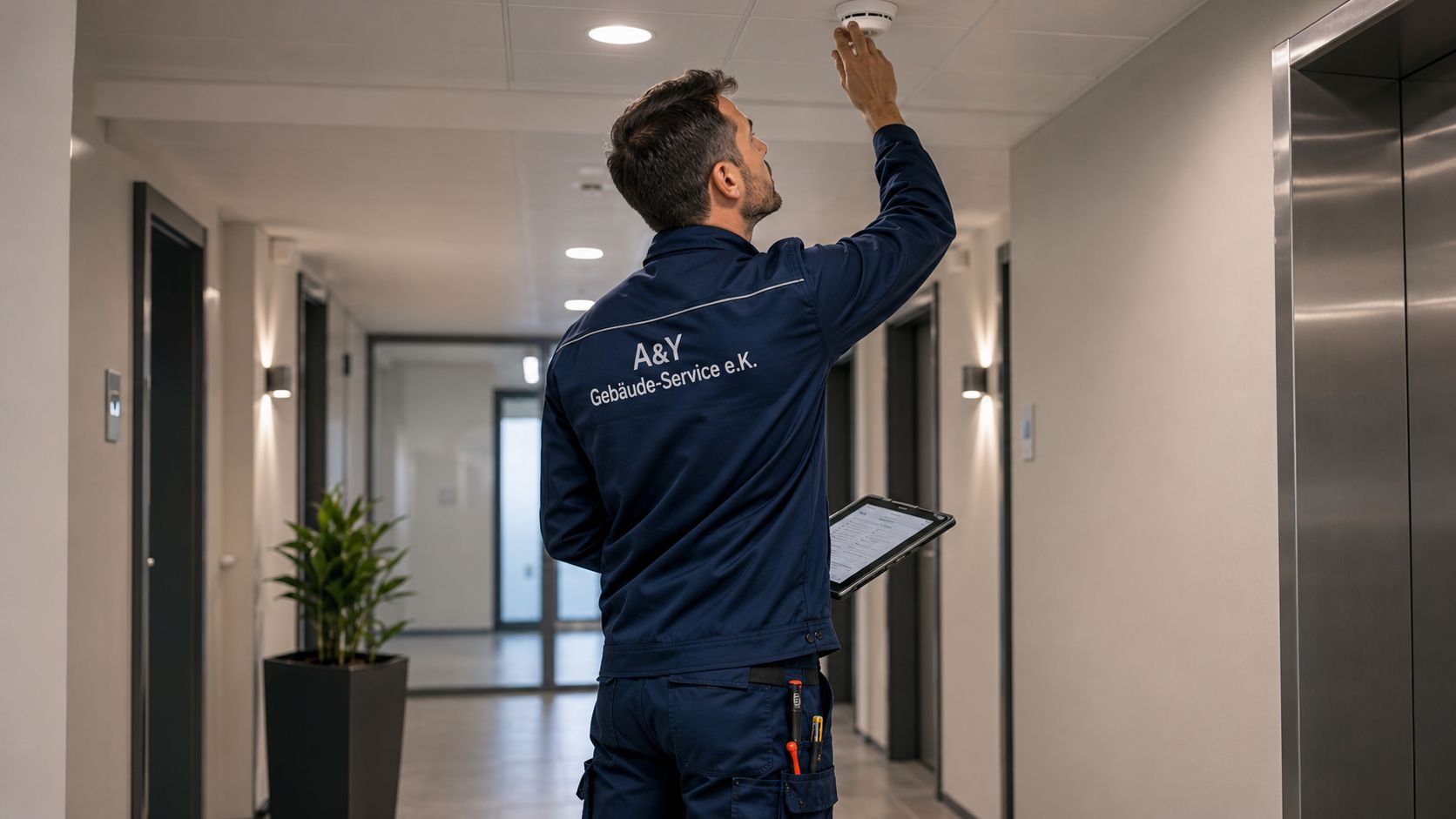 Hausmeister von A&Y Gebäudeservice bei der Arbeit